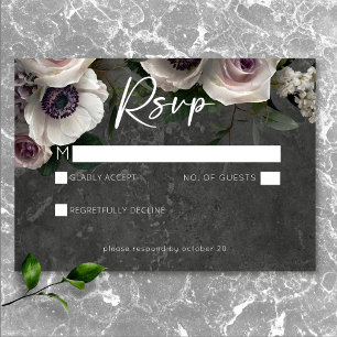 Cartons Réponse Charcoal Grey Élégant Floral Moderne Mariage