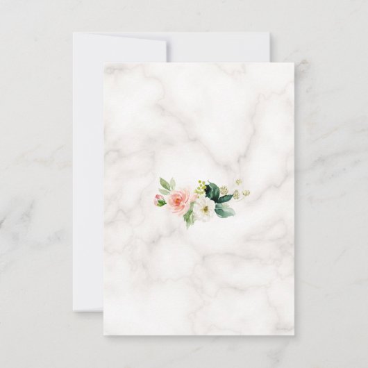 Cartons Réponse Charm Aquarelle Fleurs de Flush Mariage en marbre  (Dos)