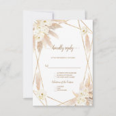 Cartons Réponse Charme Roses Blanches Pampas Grass Mariage Or (Devant)