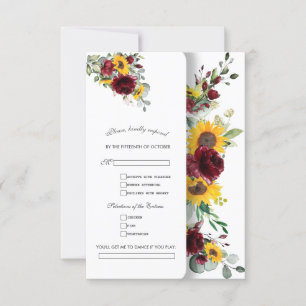 Cartons Réponse Charming Fall Burgundy Sunflowers Mariage