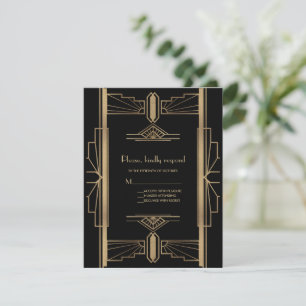 Cartons Réponse Charming Roaring 20's Gold Black Art Déco Mariage