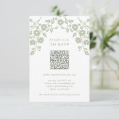Cartons Réponse Charming Sage Green Folk Flowers QR Code (Debout devant)