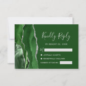 Cartons Réponse Chasseur de mariage vert argenté Agate (Devant)
