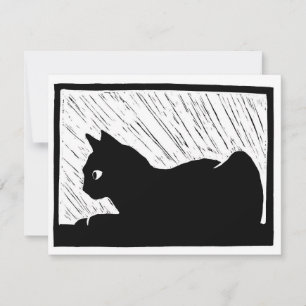 Cartons Réponse Chat de fenêtre Linogravure