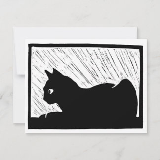 Cartons Réponse Chat de fenêtre Linogravure