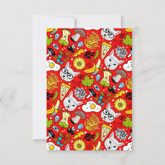 Cartons Réponse Chat et oeuf sur le rouge (Devant)