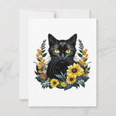 Cartons Réponse chat noir avec des fleurs (Devant)