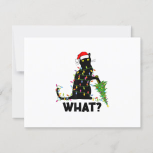 Cartons Réponse Chat Noir Drôle Poussant Arbre De Noël Sur Chat Ch