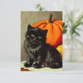 Cartons Réponse Chat noir vintage d'Halloween et Citrouilles (Debout devant)