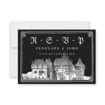 Château de vampire bordure noir blanc mariage goth