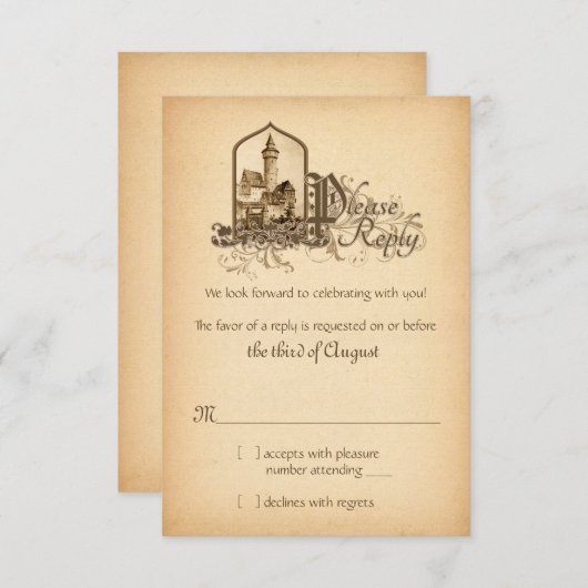 Cartons Réponse Château médiéval de Fairytale une fois à mariage R (Devant / Derrière)