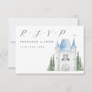 Cartons Réponse Château romantique aquarelle Mariage d'illustratio