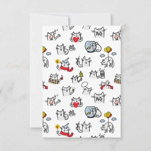 Cartons Réponse Chats amusants, lait et magie. (Devant)