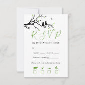 Cartons Réponse Chats mignons en amour Noir Arbre Coeur Oiseaux Ma (Devant)