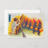 Cartons Réponse Chats noirs d'Halloween vintage (Devant / Derrière)