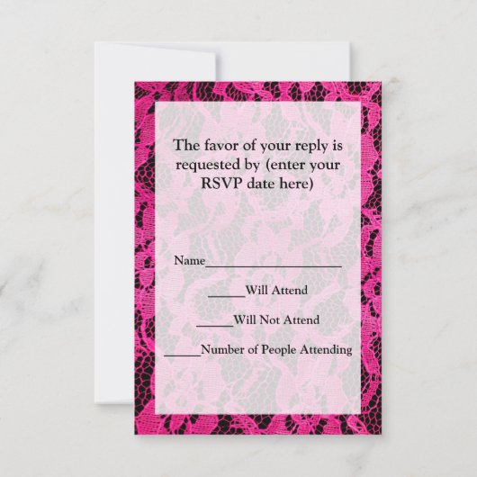 Cartons Réponse Chaud rose/noir en dentelle (Dos)