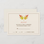 Cartons Réponse Chêne Mariage de automne Feuille R.S.V.P. (Devant / Derrière)