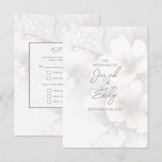 Cartons Réponse Cherry Blossom Mariage (Devant / Derrière)