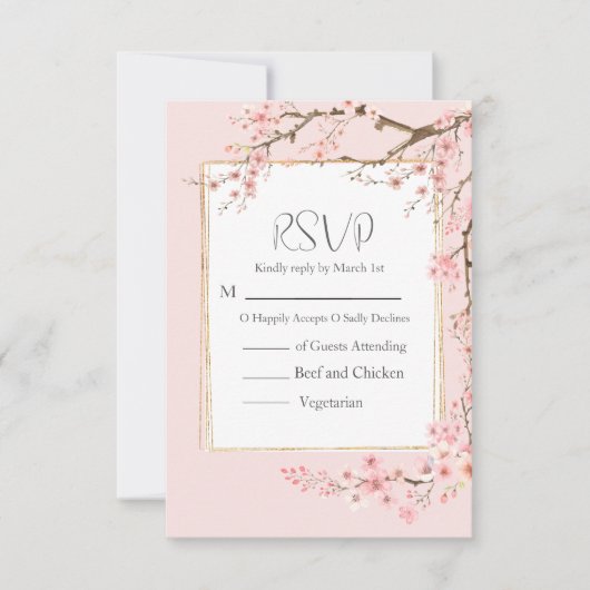 Cartons Réponse Cherry Blossom Mariage (Devant)