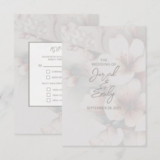 Cartons Réponse Cherry Blossom Mariage (Devant / Derrière)
