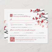 Cartons Réponse Cherry Blossoms & Double Bonheur Mariage chinois (Devant / Derrière)