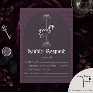 Cartons Réponse Cheval de carrousel squelette violet