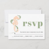 Cartons Réponse Cheval de mer, sauge d'algues vert, mariage plage  (Devant)