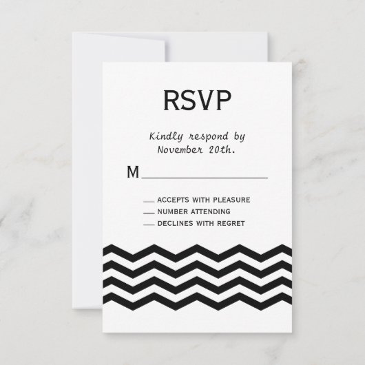 Cartons Réponse Chevron Chalkboard RSVP. (Dos)