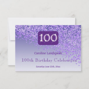 Cartons Réponse Chic 100 Anniversaire Parties scintillant violet R
