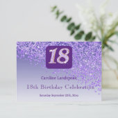 Cartons Réponse Chic 18 Anniversaire Violet Parties scintillant RS (Debout devant)