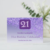 Cartons Réponse Chic 21 Anniversaire Violet Parties scintillant RS (Debout devant)