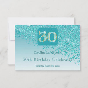 Cartons Réponse Chic 30 Anniversaire Turquoise Parties scintillant