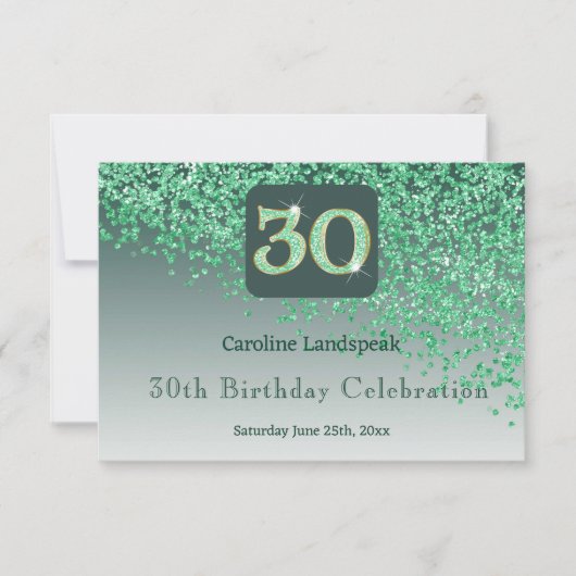 Cartons Réponse Chic 30 Parties scintillant verte anniversaire RSV (Devant)