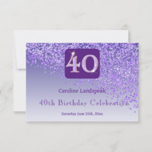 Cartons Réponse Chic 40 Anniversaire Violet Parties scintillant RS