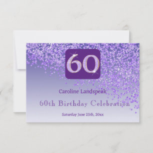 Cartons Réponse Chic 60 Anniversaire Violet Parties scintillant RS