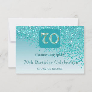 Cartons Réponse Chic 70 Anniversaire Turquoise Parties scintillant