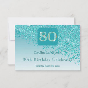 Cartons Réponse Chic 80 Anniversaire Turquoise Parties scintillant