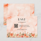 Cartons Réponse Chic aquarelle Floral QR Code (Devant / Derrière)
