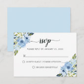 Cartons Réponse Chic Bleu Flore Aquarelle Printemps Mariage (Devant / Derrière)