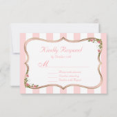Cartons Réponse Chic Blush Stripes Gold Floral WeddingRSVP (Dos)