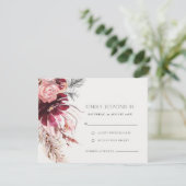 Cartons Réponse Chic Bourgogne Blush Floral Pampas Mariage Grass (Debout devant)
