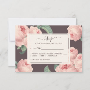 Cartons Réponse Chic Bourgogne Vintage rose Mariage