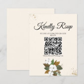 Cartons Réponse Chic Brown Et Mariage Floral Crème (Devant / Derrière)