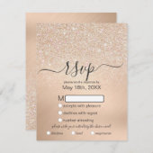 Cartons Réponse Chic Champagne Parties scintillant or Mariage méta (Devant / Derrière)
