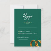Cartons Réponse Chic Emerald Green Gold Rings Mariage (Devant)