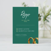 Cartons Réponse Chic Emerald Green Gold Rings Mariage (Debout devant)