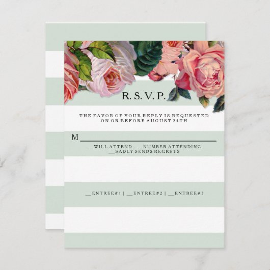 Cartons Réponse Chic et MODERNE Grille large avec Rose, Vert menth (Devant / Derrière)