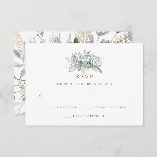 Cartons Réponse Chic Foliage | MARIAGE (Devant / Derrière)