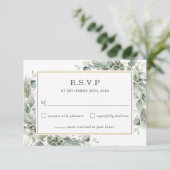 Cartons Réponse Chic Green Sage Gold Mariage de feuillage vert (Debout devant)
