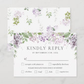 Cartons Réponse Chic Lilac Purple Floral Mariage Choix de repas (Devant / Derrière)